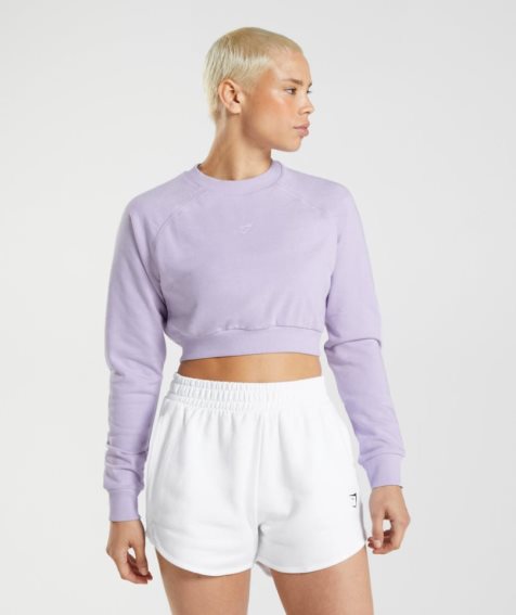 Women's Gymshark Training Cropped Sweatshirts Light Purple | NZ 0LNCMQ